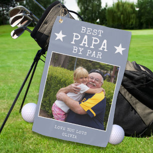 Gray Best Papa by Par Photo Personalized Grandpa Golf Towel