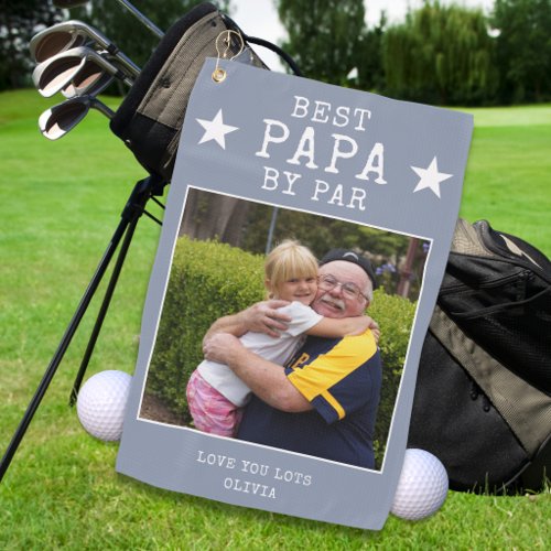 Gray Best Papa by Par Photo Personalized Grandpa Golf Towel