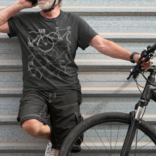 Gray Bikes / Bicycle Cycling  T-Shirt (urban bike style)