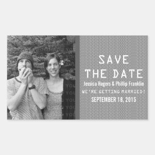 Gray Binary Code Photo Save the Date Stickers