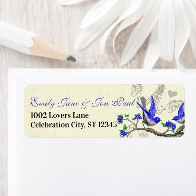 Gray Bird Royal Blue Extra Large Return Label (Insitu)