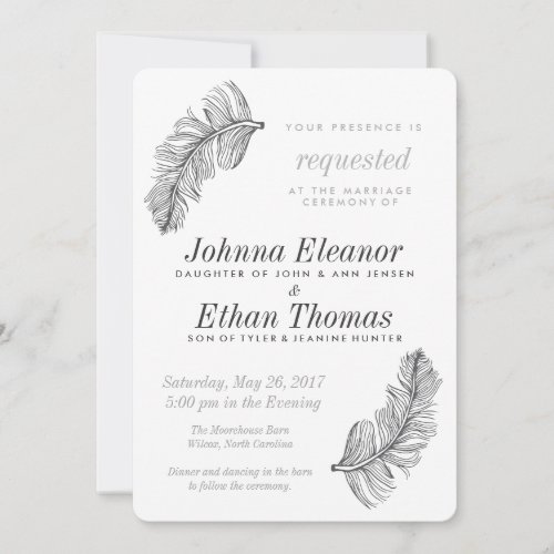 Gray Birds of a Feather Wedding Invitations