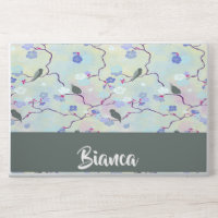Gray birds with flowers HP laptop skin