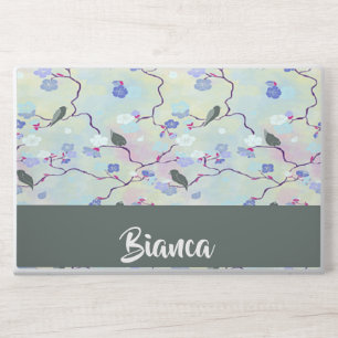 Gray birds with flowers HP laptop skin