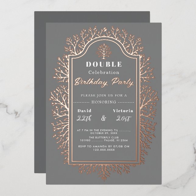 Gray Birth.. Double Celebration Foil Holiday Card (Front/Back)