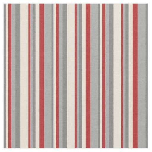 Gray, Bisque, Red, and Dark Grey Striped Pattern Fabric
