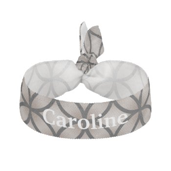 Gray Black Abstract Circles And Diamonds Pattern Ribbon Hair Tie by BestPatterns4u at Zazzle