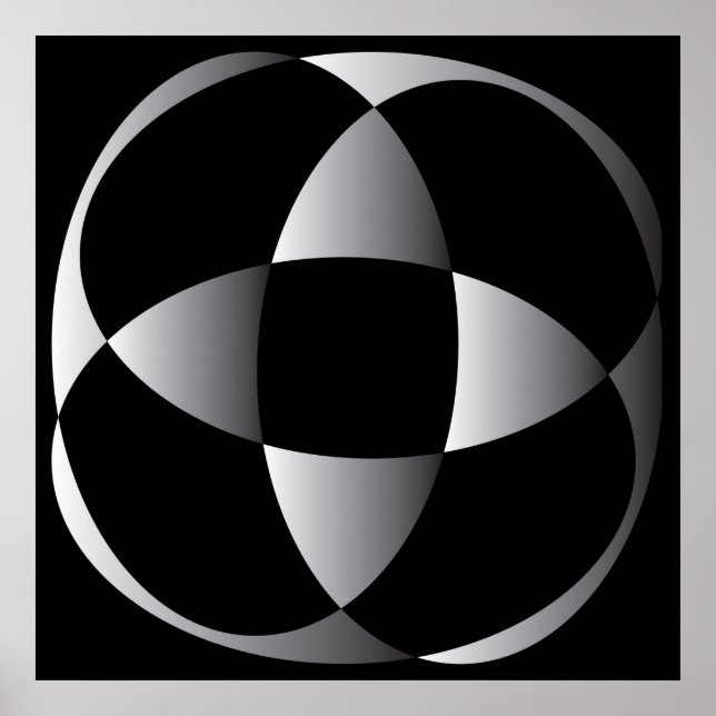 gray black abstract flower shape poster (Front)