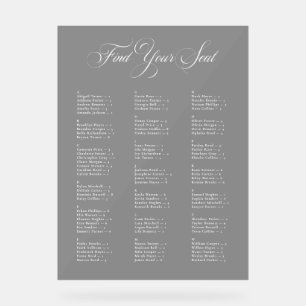 Gray Black Alphabetical Wedding Seating Chart
