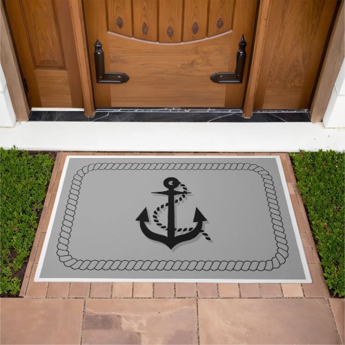Gray Black Anchor Modern Simple Doormat