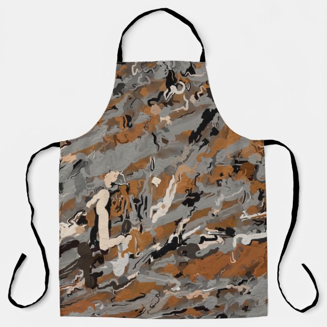 Gray, Black and  Caramel Abstract Apron (Front)