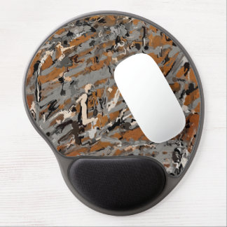 Gray, Black and Caramel Abstract Gel Mouse Pad