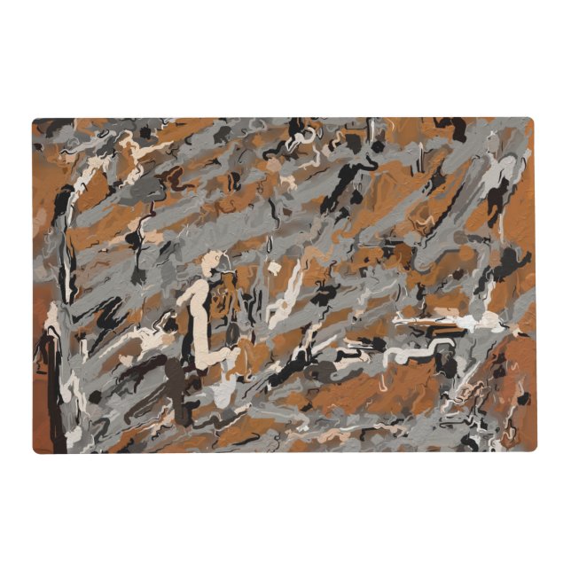 Gray, Black and  Caramel Abstract Placemat (Front)