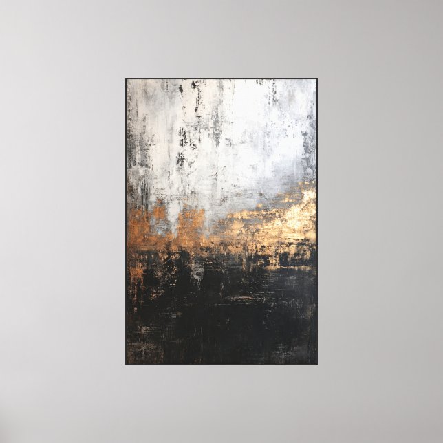 Gray, Black, and Gold Gradient Abstract Wall Art (Front)