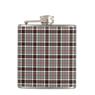 Gray, Black and Red Thompson Clan Formal Tartan Hip Flask