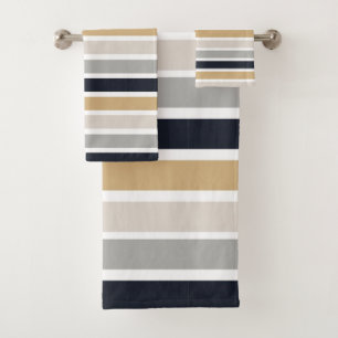 Gray, Black and Tan  Bath Towel Set