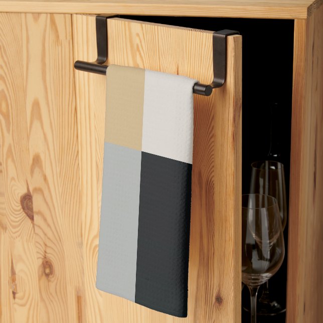 Gray, Black and Tan  Kitchen Towel (Thirds Fold)