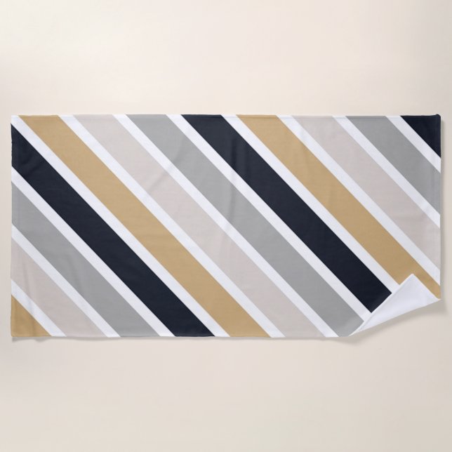 Gray, Black and Tan n Beach Towel (Front)