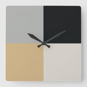Gray, Black and Tan Square Wall Clock