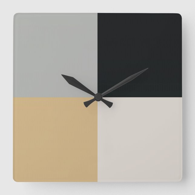 Gray, Black and Tan  Square Wall Clock (Front)