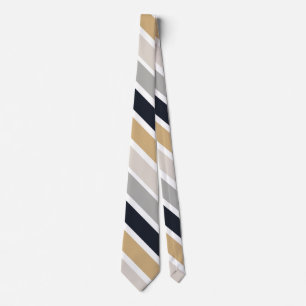 Gray, Black and Tan Stripes Neck Tie