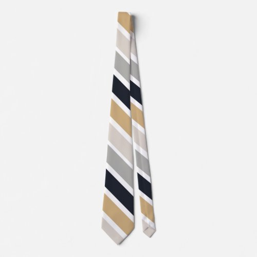 Gray Black and Tan Stripes Neck Tie