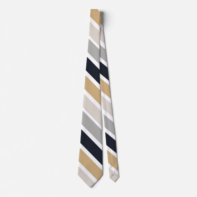 Gray, Black and Tan Stripes Neck Tie (Front)