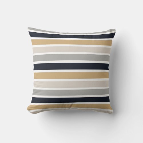 Gray Black and Tan Stripes  Throw Pillow