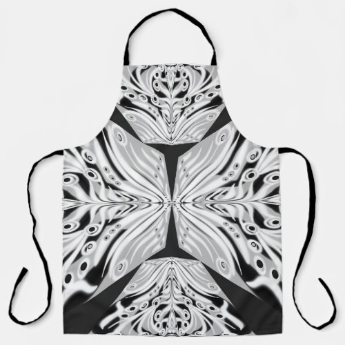 Gray Black And White Butterfly Winged Abstract Apron