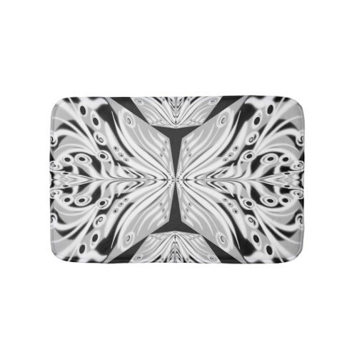 Gray Black And White Butterfly Winged Abstract  Bath Mat