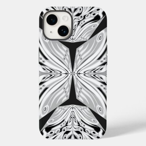 Gray Black And White Butterfly Winged Abstract Case_Mate iPhone 14 Case