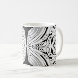 Gray Black And White Butterfly Winged Abstract Coffee Mug