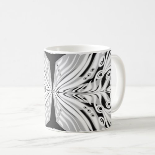 Gray Black And White Butterfly Winged Abstract  Coffee Mug