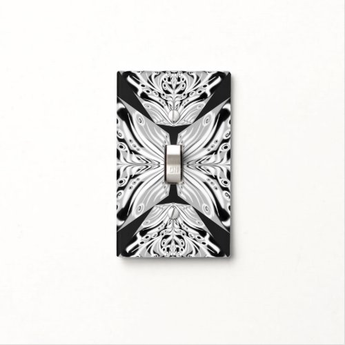 Gray Black And White Butterfly Winged Abstract Light Switch Cover