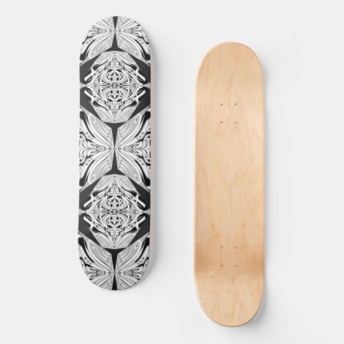 Gray Black And White Butterfly Winged Abstract Skateboard