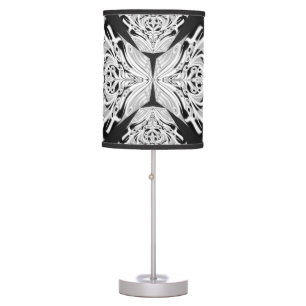 Gray Black And White Butterfly Winged Abstract Table Lamp