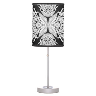 Gray Black And White Butterfly Winged Abstract Table Lamp