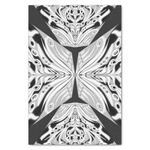 Gray Black And White Butterfly Winged Abstract  Tissue Paper