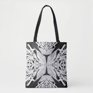 Gray Black And White Butterfly Winged Abstract Tote Bag