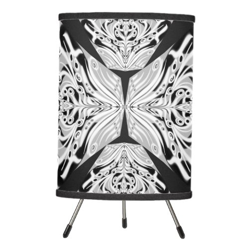 Gray Black And White Butterfly Winged Abstract Tripod Lamp