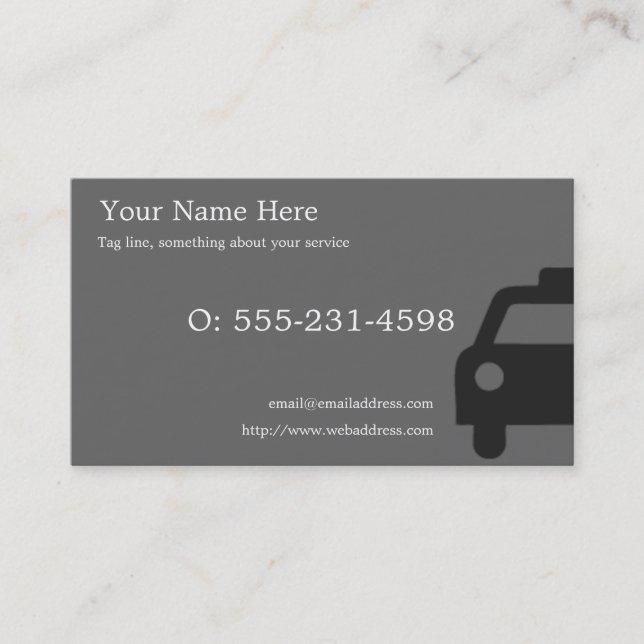 Gray, black, and white cab driver card (Front)