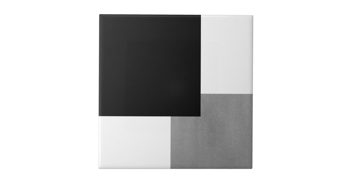 Gray Black and White Geometric Block Ceramic Tile | Zazzle