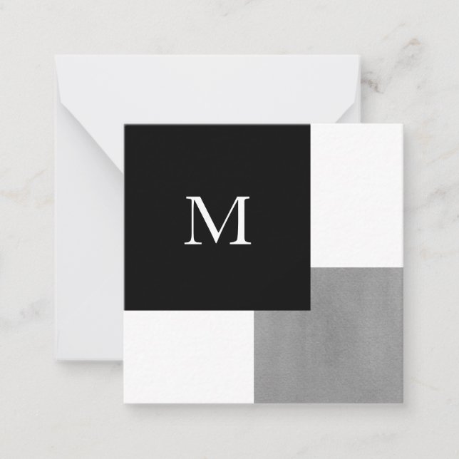 Gray Black and White Geometric Note Card (Front)