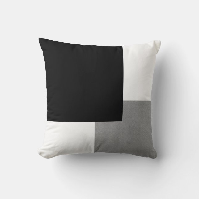 Gray Black and White Geometric Throw Pillow (Front)