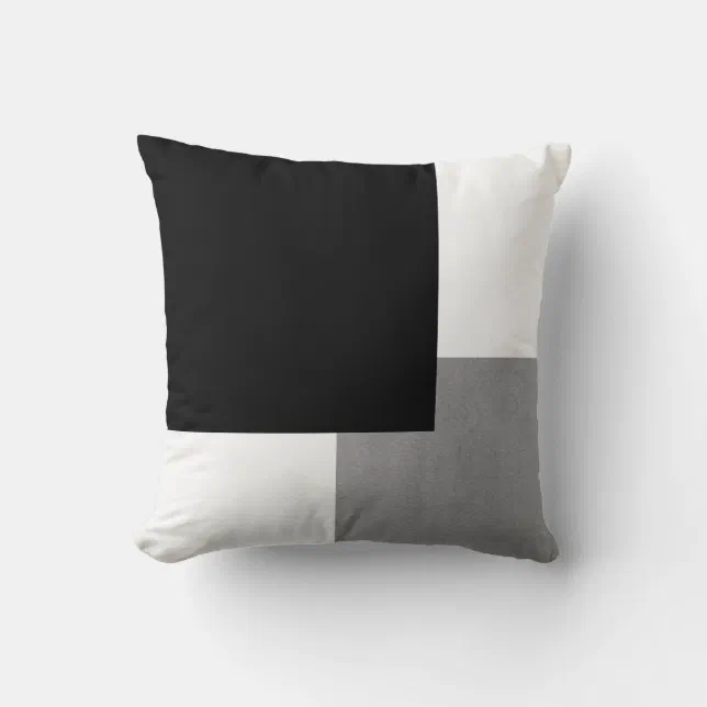 Gray Black and White Geometric Throw Pillow | Zazzle