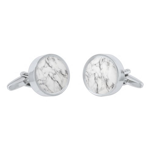 Gray Black And White Marble iIllustration Cufflinks