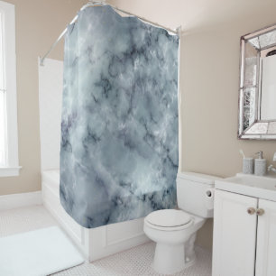 Gray Black and White Marble Pattern Shower Curtain