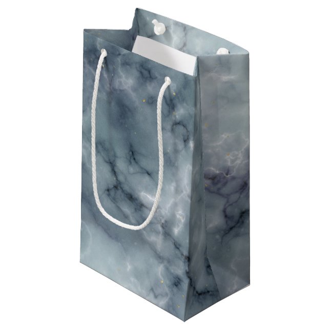 Gray Black and White Marble Pattern Small Gift Bag (Front Angled)