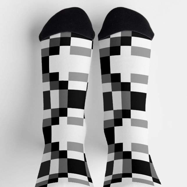 Gray Black and White Patchwork Socks (Top)