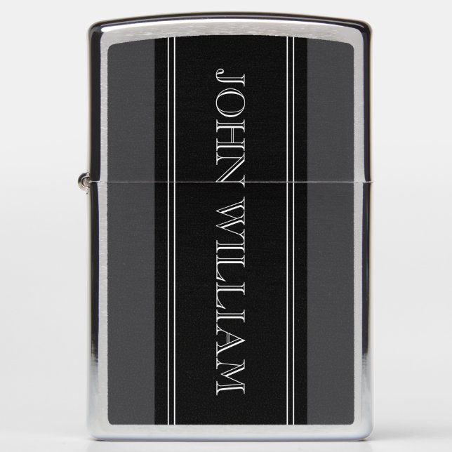 Gray Black and White Personalized Elegant Zippo Lighter (Front)